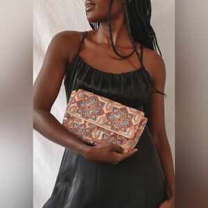 Style that Stuns Gold Multi Floral Beaded Clutch